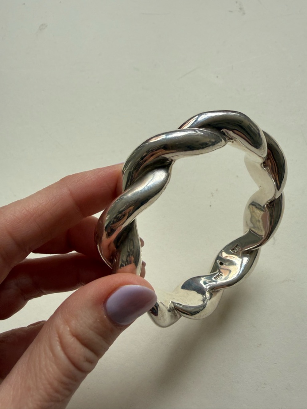Sterling Silver 925 Twisted Rope Bangle Bracelet Large size - Picture 10 of 13